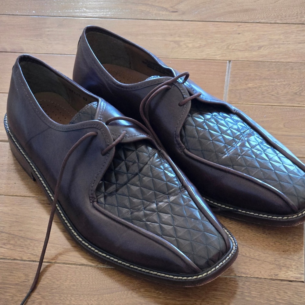 Stacy Adams Mens‎ Brown Leather Quilted Vamp Oxford Dress Shoes 23117 Size 13 M